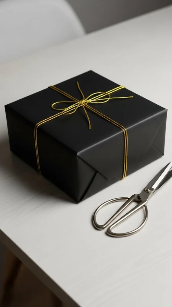 Black Paper + Gold String Wrap