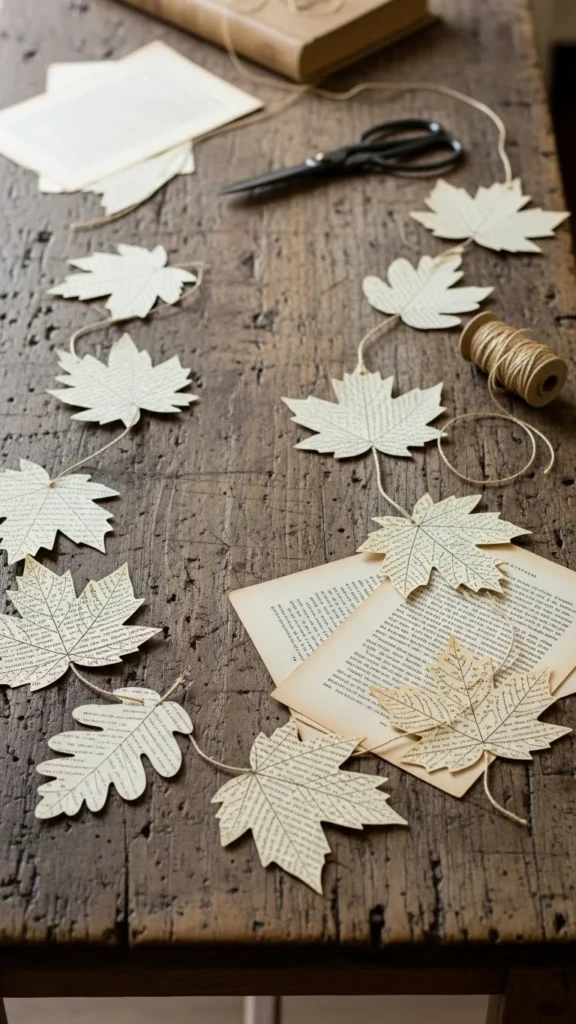 Book Page Leaf Garland