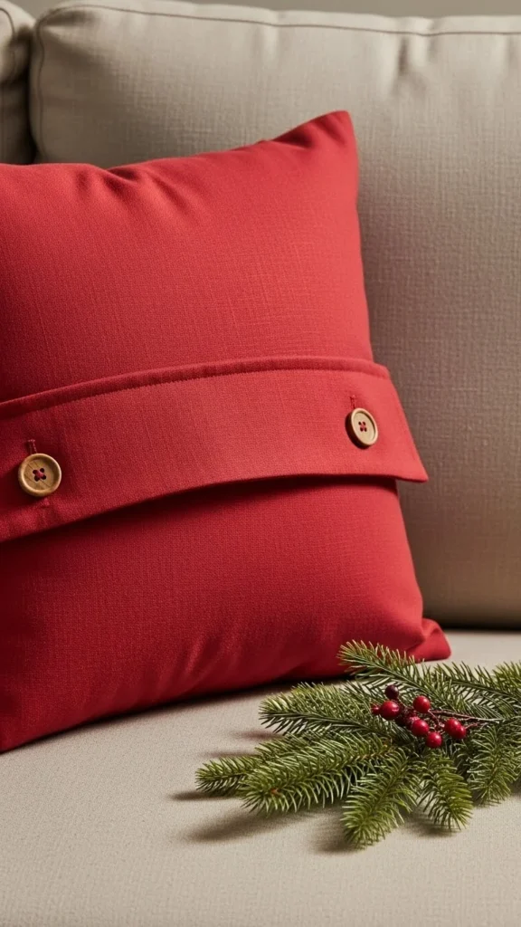 Buttoned Flap Christmas Pillow