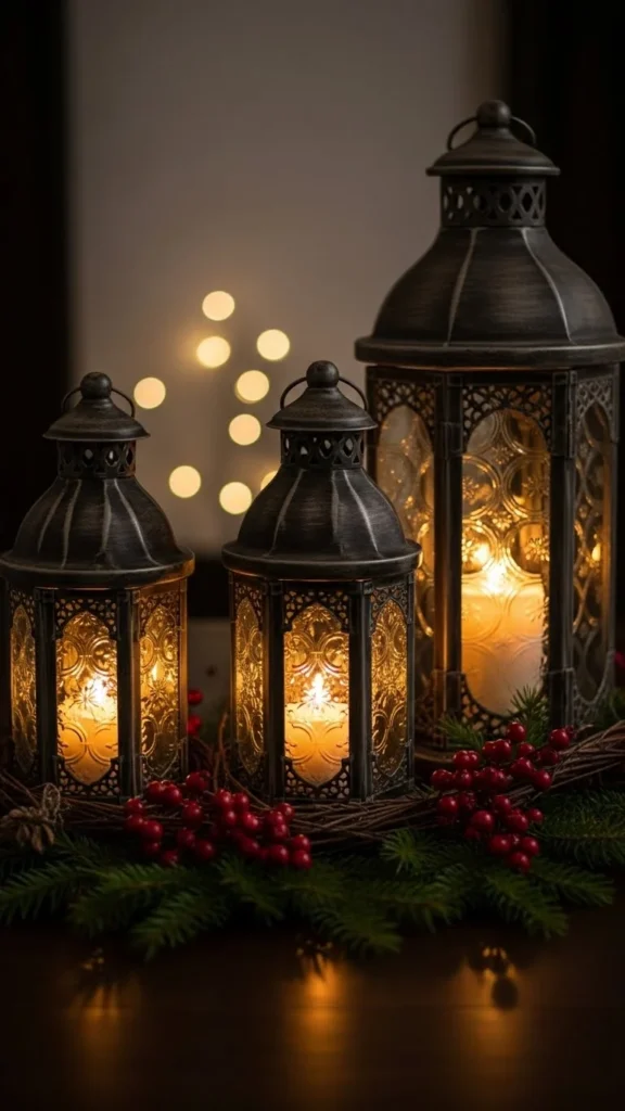 Candle-Filled Lantern Trio