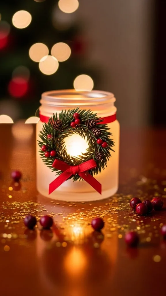 Clear Jar with Mini Wreath Accent