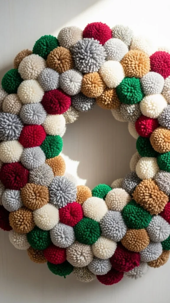 Cozy Yarn Pom-Pom Wreath