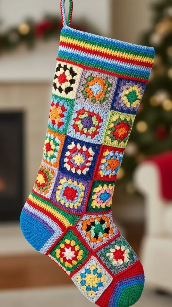 Crochet Granny-Square Stocking