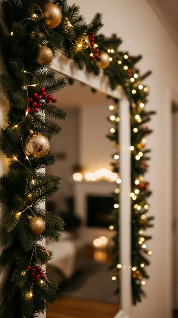 DIY Christmas Mirror Garland