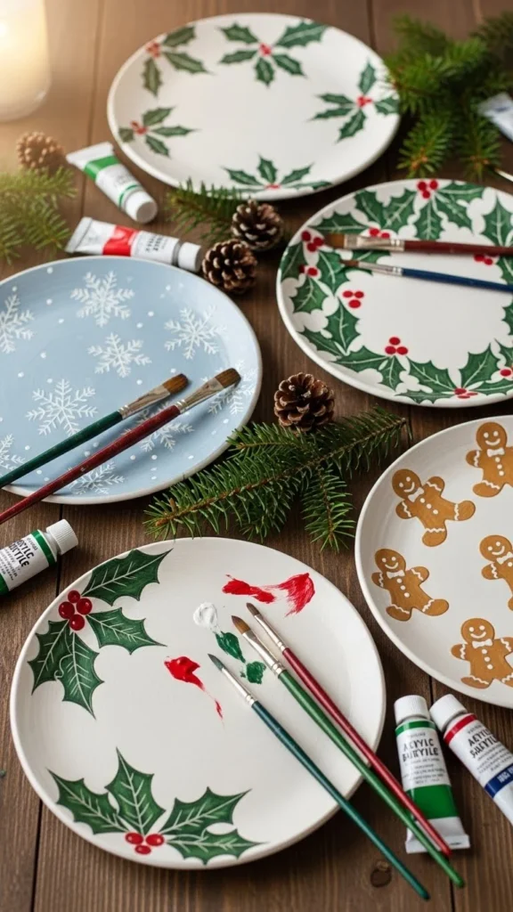 DIY Christmas Painted Plates