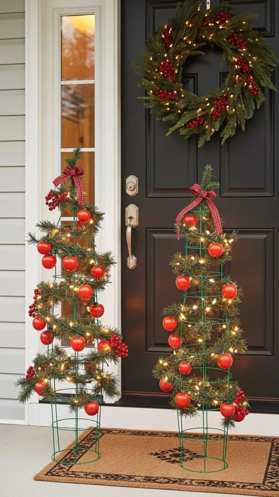 DIY Christmas Porch Tree Pair