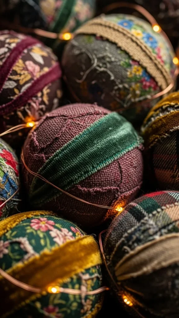 Fabric-Wrapped Christmas Baubles