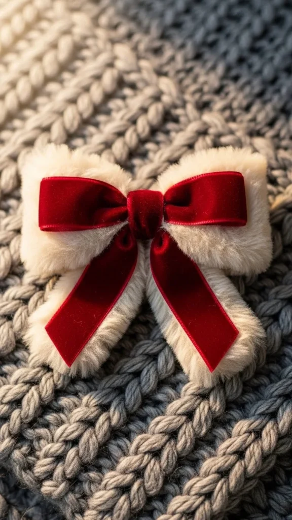 Faux Fur Trim Bow