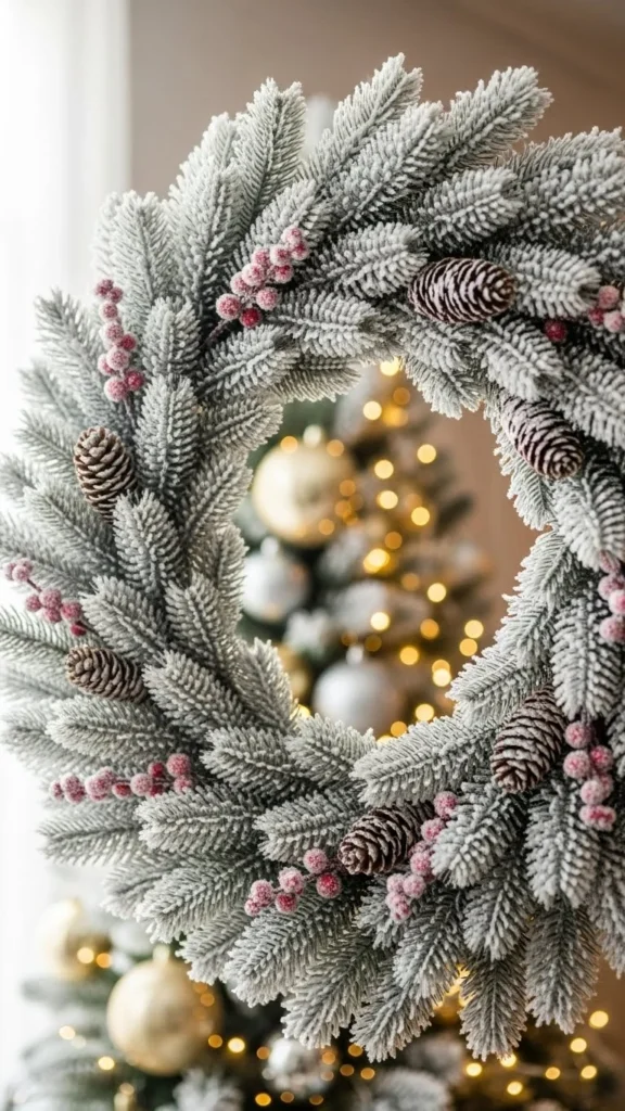 Fluffy Faux Snow Evergreen Wreath
