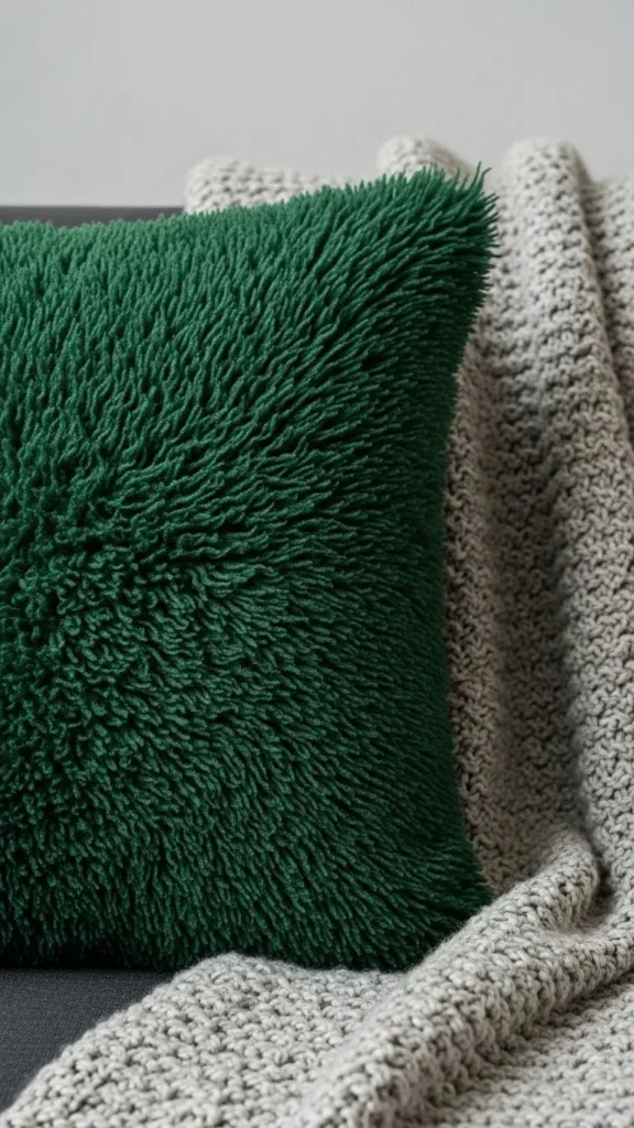 Forest Green Sherpa Pillow