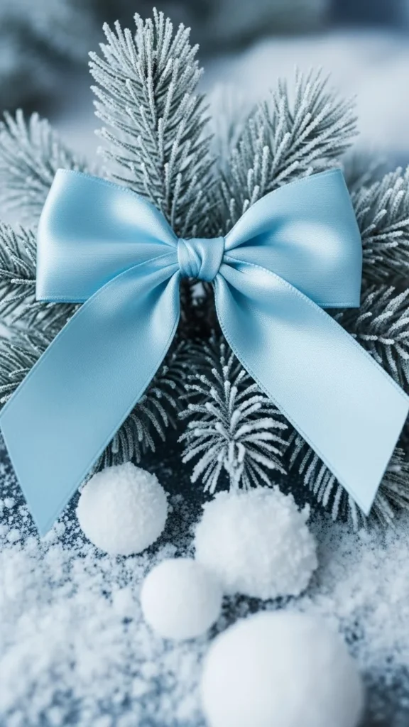 Frosted Blue Winter Bow