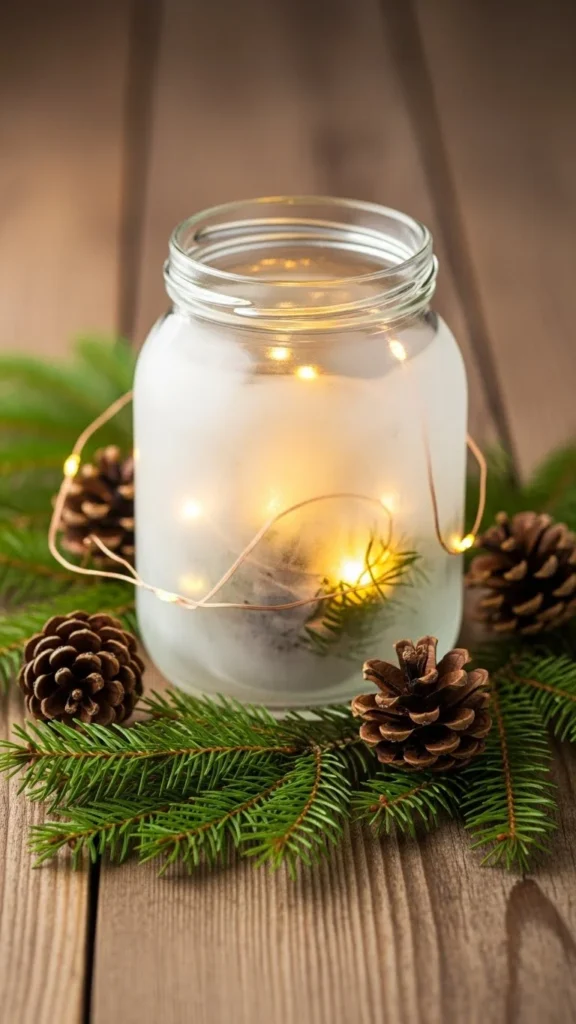 Frosted Evergreen Winter Jar