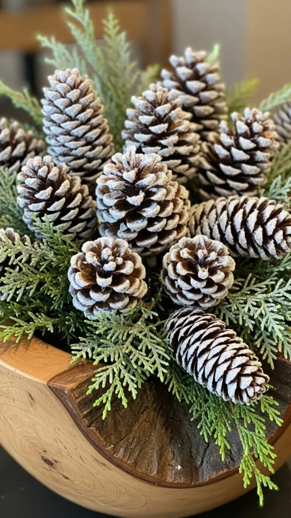 Frosted Pinecone Bowl