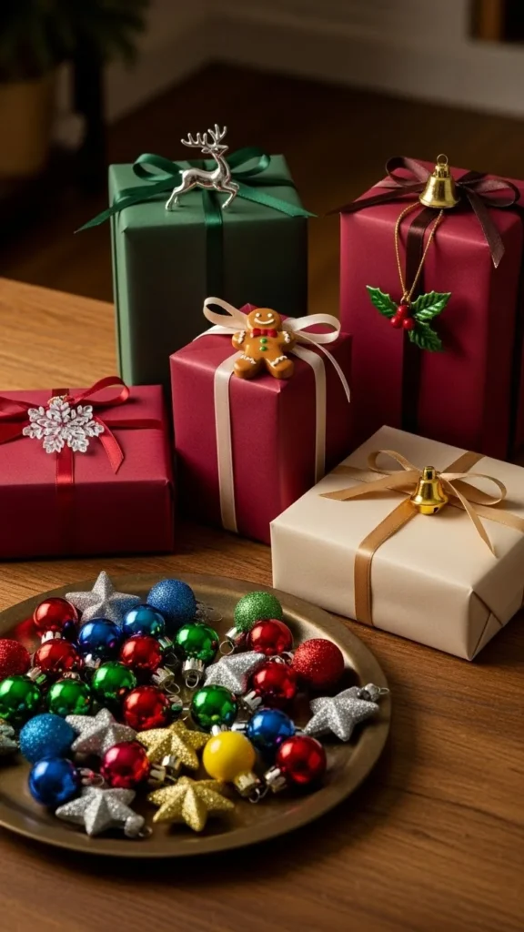 Gift Wrap With Mini Ornaments