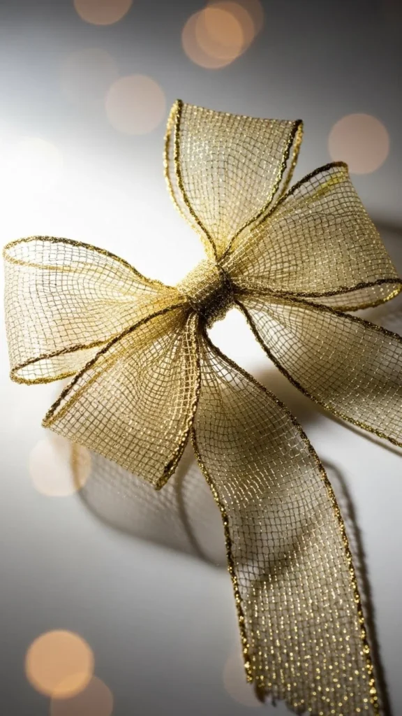 Gold Mesh Holiday Bow