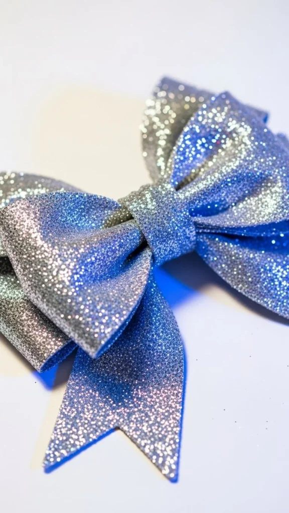  Icy Silver Glitter Bow