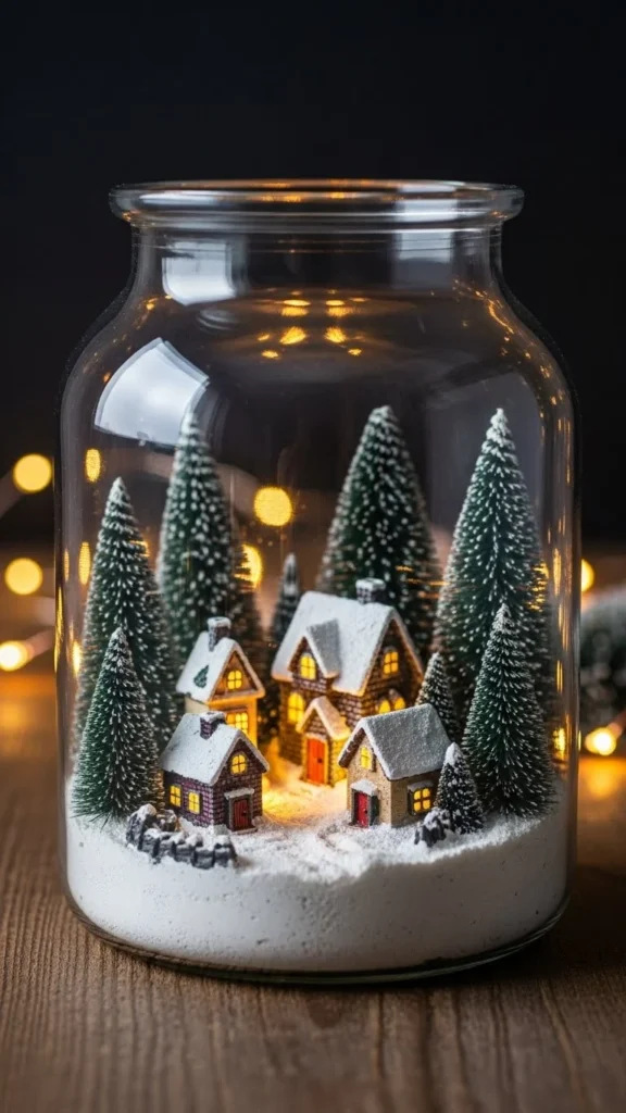 Mini Christmas Village Jar