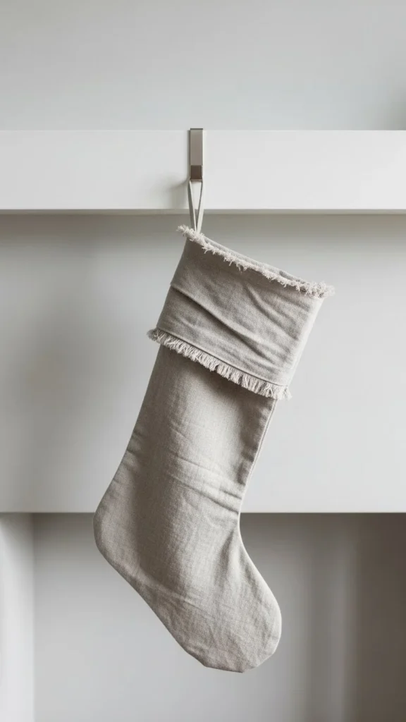 Minimalist Linen Stocking With Raw Edges