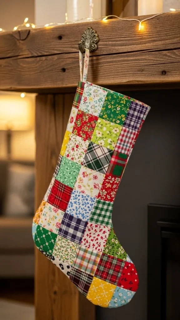 Patchwork Scrap-Fabric Stocking