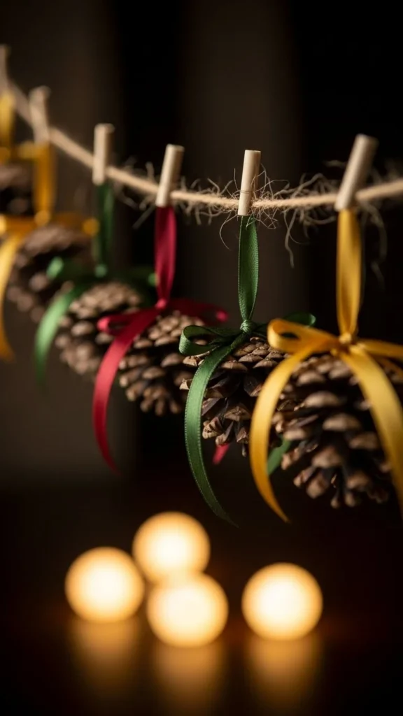 Pinecone and Ribbon Banner