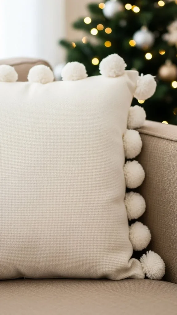Pom-Pom Trim Neutral Pillow