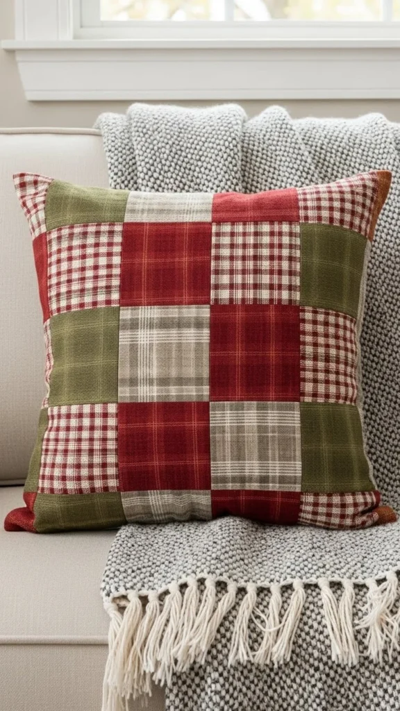 Quilted Patchwork Christmas Pillow