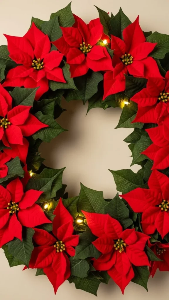 Red Poinsettia Bloom Wreath
