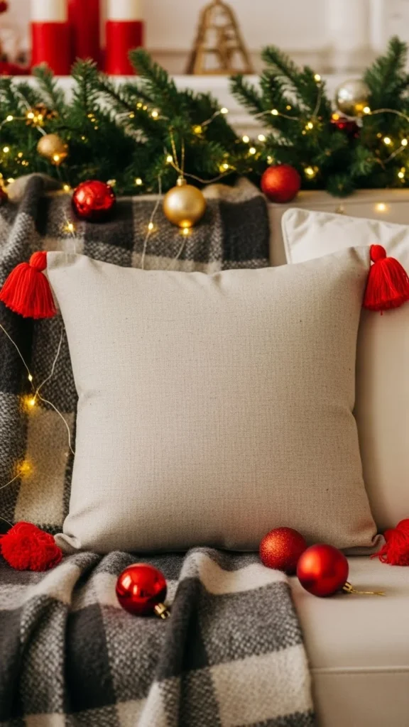 Red Tassel Linen Pillow