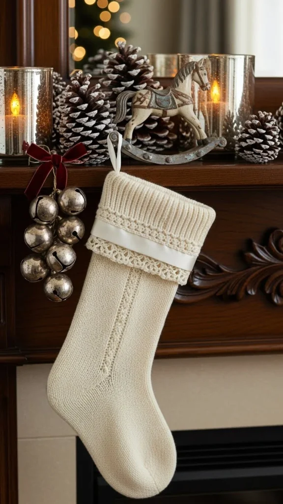Ribbon-Trim Vintage Stocking