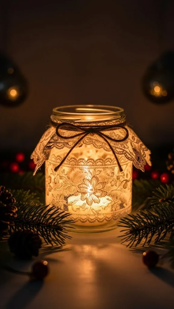 Rustic Lace Candle Jar