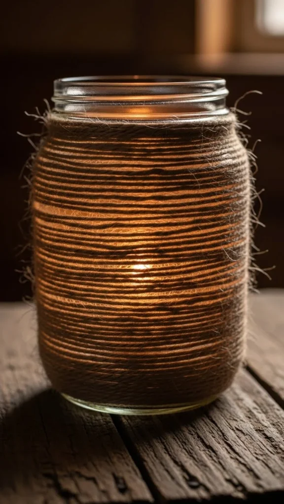 Rustic Twine-Wrapped Jar