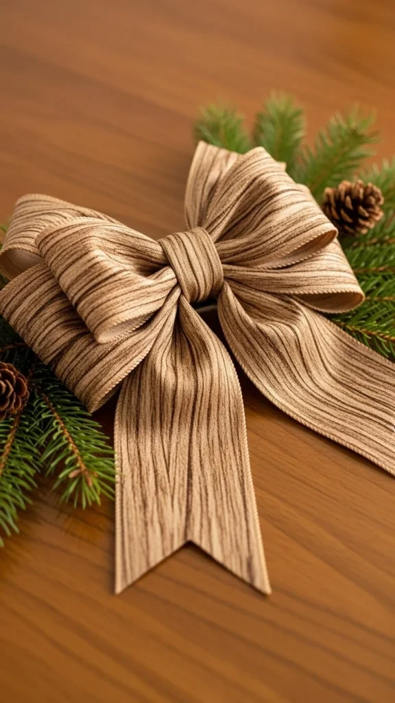 Rustic Wood-Tone Ribbon Bow