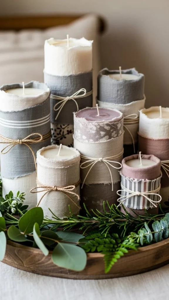 Scrap Fabric Candle Wraps