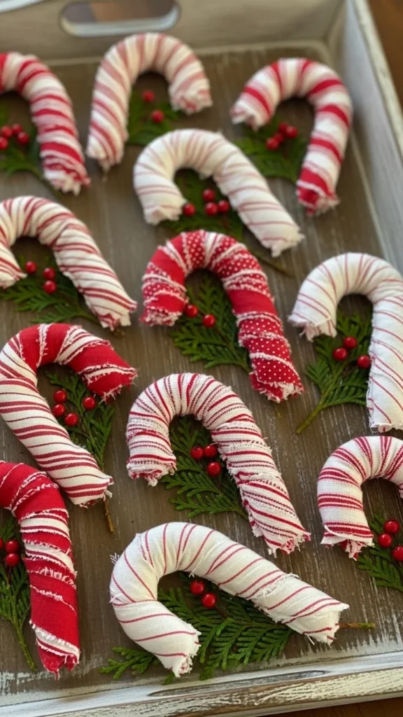 Scrap Fabric Candy Cane Covers
