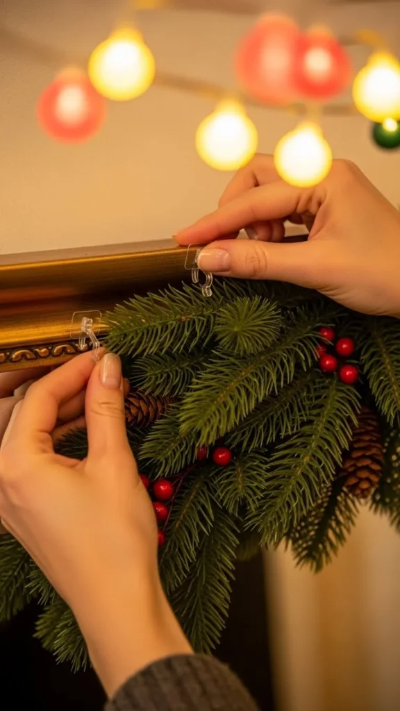 Secure the Garland Around the Mirror