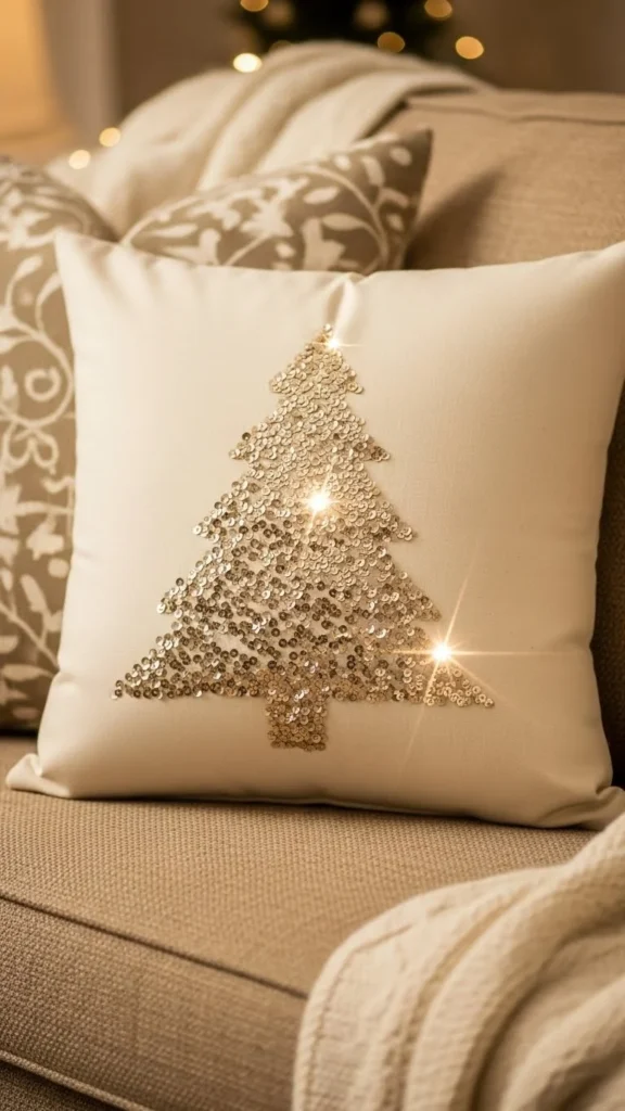 Sequin Accent Holiday Pillow