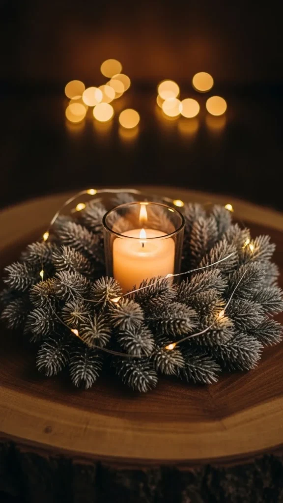 Snow-Dusted Pine Branch Rings