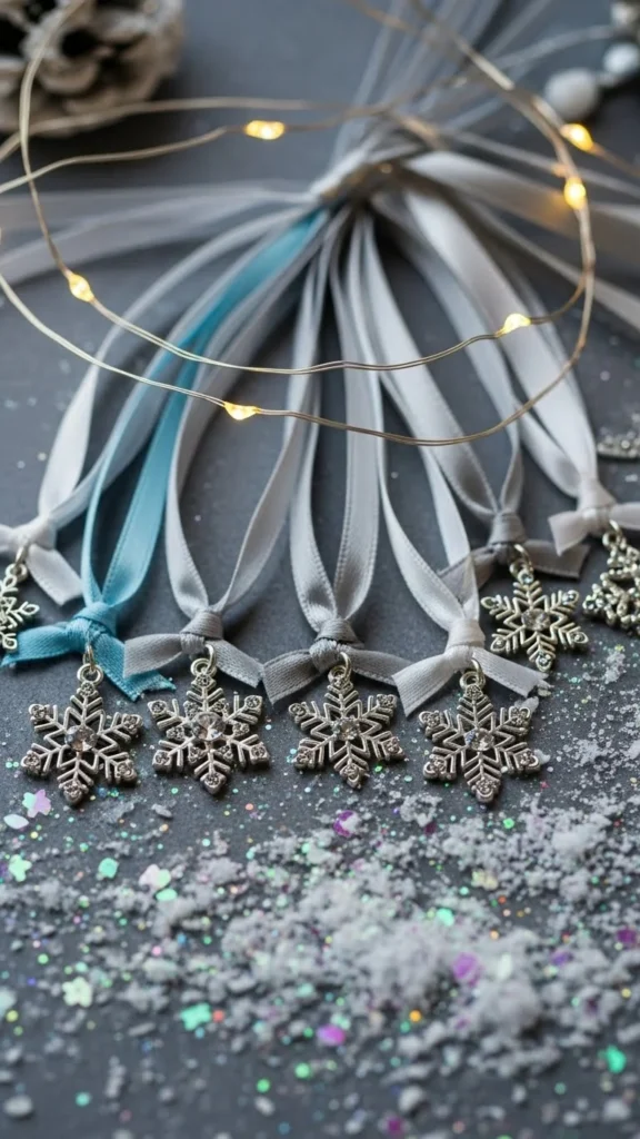 Snowflake Charms on Ribbon