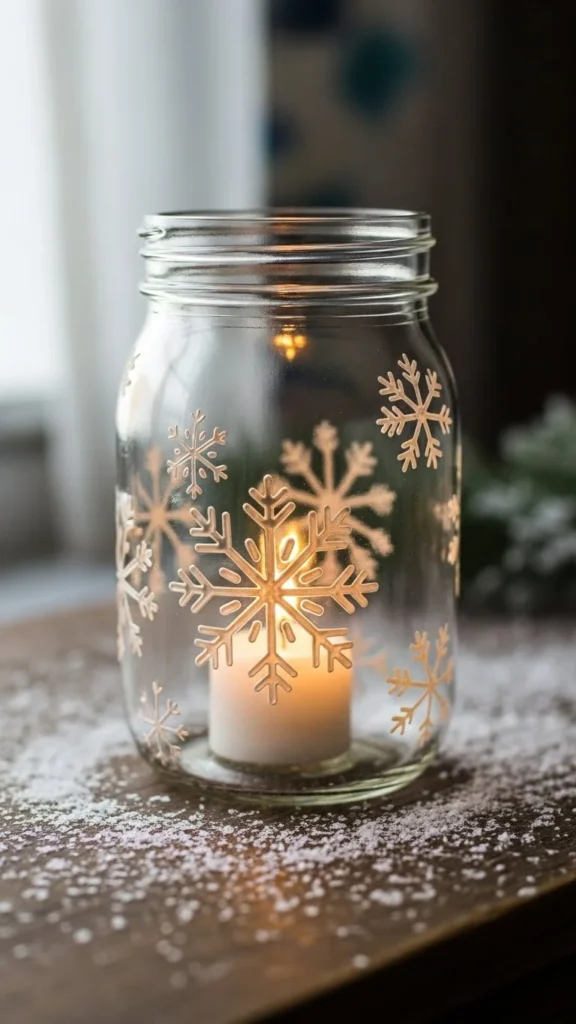 Snowflake Stencil Glow Jar