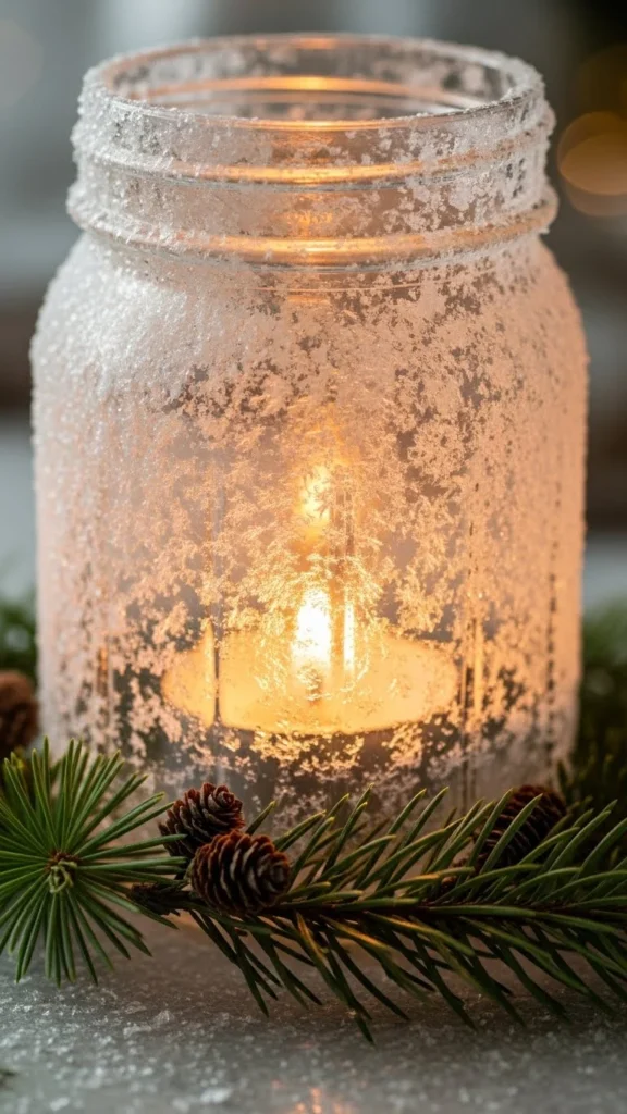 Snowy Candlelit Pine Jar