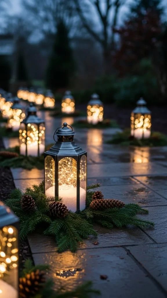 Snowy Lantern Walkway