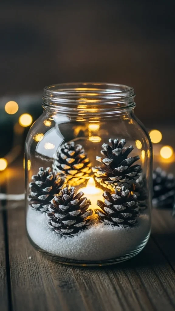 Snowy Pinecone Jar