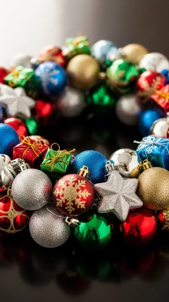 Sparkling Ornament Cluster Wreath