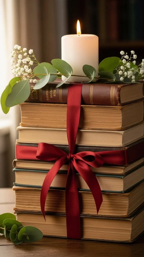Vintage Books & Candle Stack
