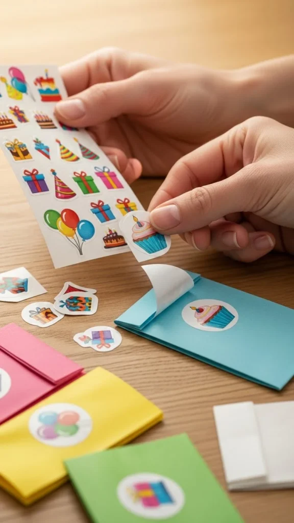 Apply Stickers to Party Favors