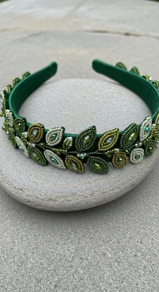 Beaded Leaf Detail Headband