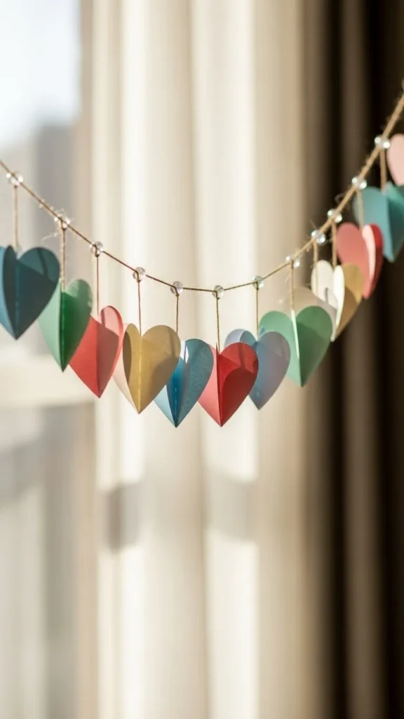 Beaded Paper Heart Garland
