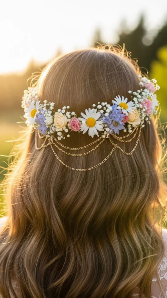 Boho Floral Chain Crown