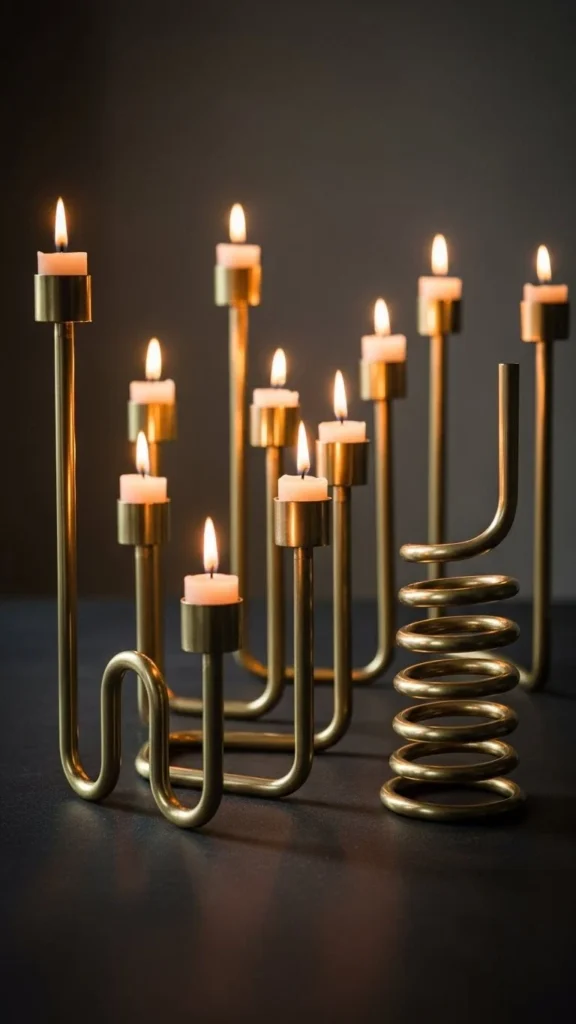 Brass Pipe Candle Holders