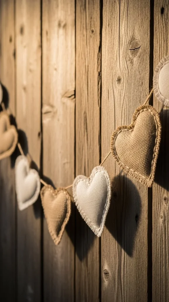 Burlap Heart Garland
